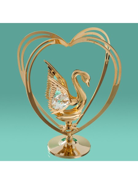 Декоративна фігурка Crystocraft Лебідь у серці 1 10*7,5 см Золотистий SK17903