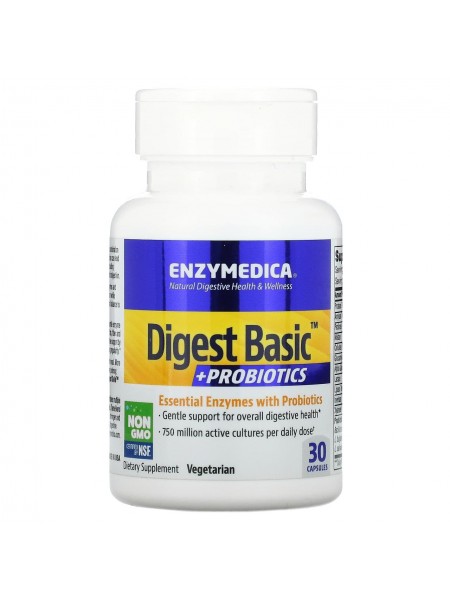 Ферменти та пробіотики Digest Basic + Probiotics Enzymedica 30 капсул