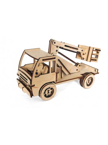 Механічний дерев'яний 3D-пазл РЕЗАНОК Автовишка 86 елементів (REZ0006)