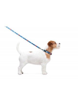 Повідець для собак нейлоновий WAUDOG Nylon Етно Синій Ш 15 мм Д 122 см