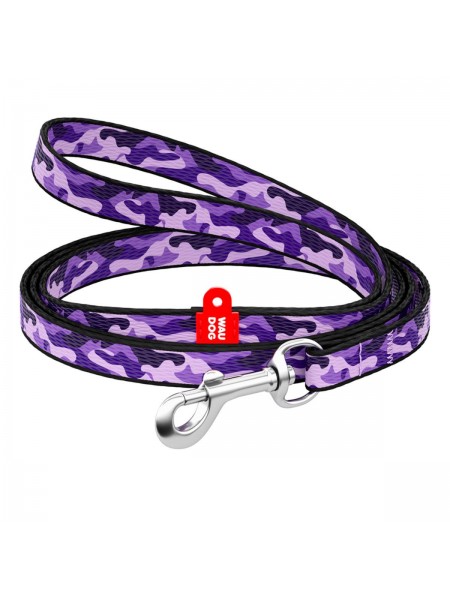 Повідець для собак нейлоновий WAUDOG Nylon Фіолетовий камо Ш 10 мм Д 122 см