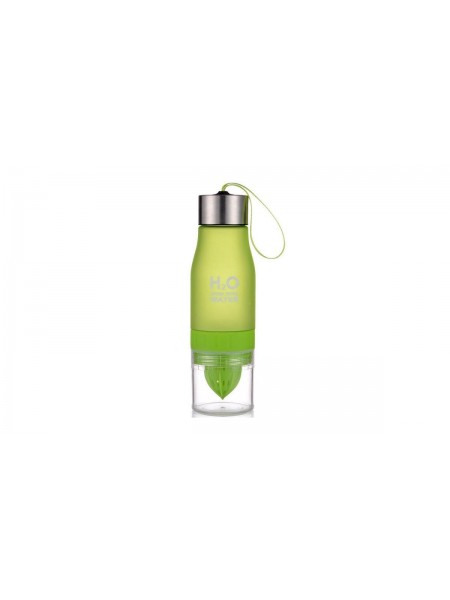 Пляшка для води та напоїв H2O з цитрусовою соковичавницею 650 мл Зелена (SUN0031)