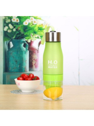 Пляшка для води та напоїв H2O з цитрусовою соковичавницею 650 мл Зелена (SUN0031)