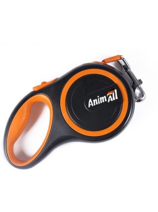 Повідець-рулетка AnimAll L до 50 кг 5 м Жовтогарячо-чорний (2000981099244)