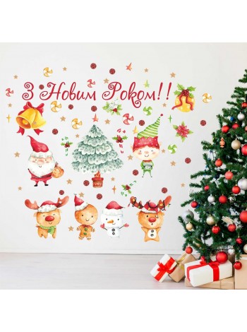 Наклейка вінілова Zatarga набір "Набір зимове свято" розмір аркуша M 1100х500мм