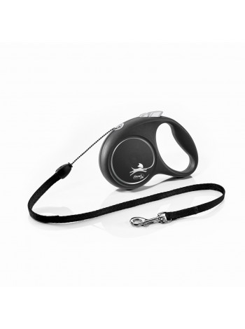 Повідець рулетка для собак дрібних і середніх порід Flexi Black Design S 5 м до 12 кг Чорний