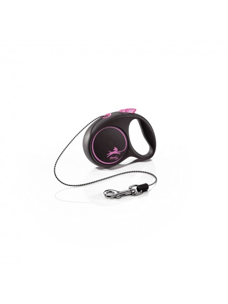 Повідець рулетка для собак дрібних і середніх порід Flexi Black Design XS 3 м до 8 кг рожевий