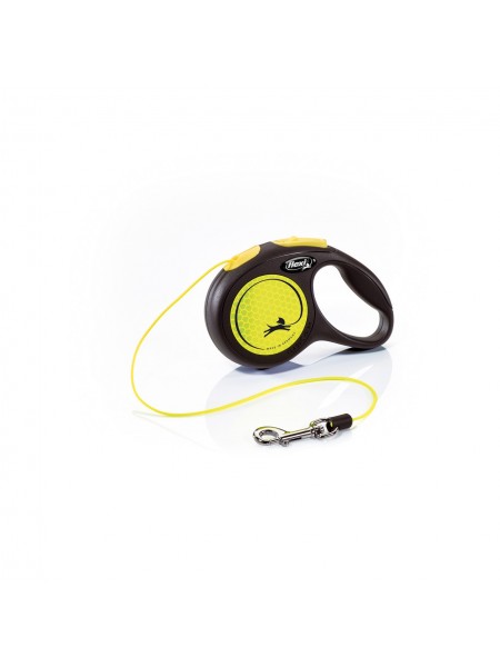 Повідець рулетка для собак дрібних і середніх порід Flexi New Neon XS 3 м до 12 кг жовтий