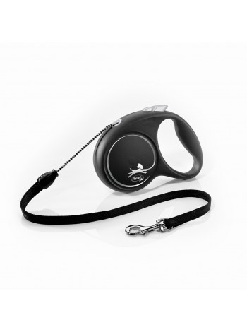 Повідець рулетка для собак Flexi Black Design M 5 м до 20 кг Чорний