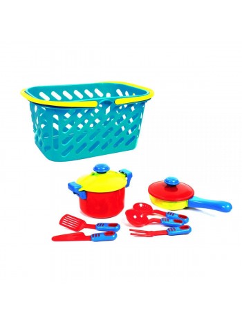 Посуд у кошику 7 предметів Kinderway блакитний (KW-04-435)
