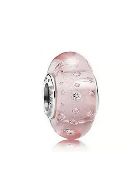 Шарм намистина на браслет "Муранское скло Рожеві бульбашки"