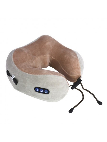 Акумуляторна масажна подушка SUNROZ U-Shaped Massage Подушка для шиї сіро-коричневий (SUN6536)