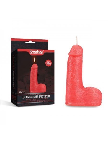 Свічка для сексуальних ігор червона у формі пінису Lovetoy Bondage Fetish Candles