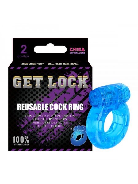 Ерекційні кільця з кліторальним стимулятором Chisa Vibrating Cock Rings-Blue 2 шт.