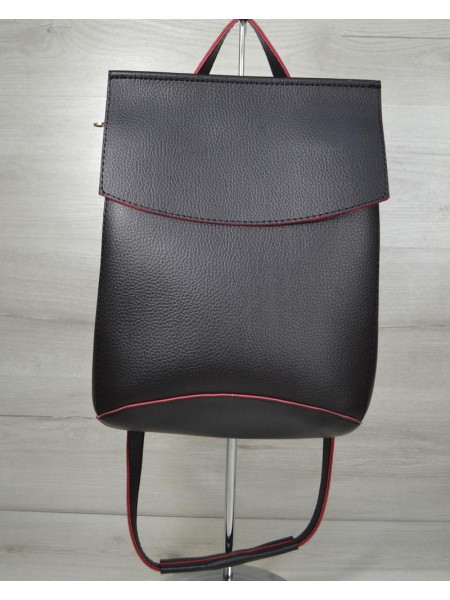 Жіночий рюкзак-сумка Welassie Чорно-червоний (65-44206)