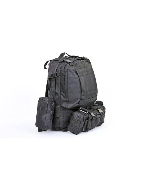 Рюкзак туристичний безкаркасний зі знімними поясними сумками RECORD 60 літрів TY-7100 53х32х16 см Чорний