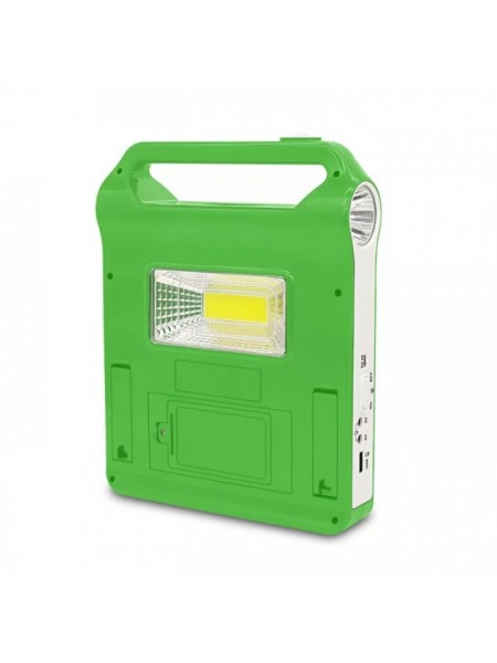 Портативний потужний ліхтар-Power Bank Solar 15 W із сонячною панеллю + світлодіодні лампочки 2 шт. Зелений
