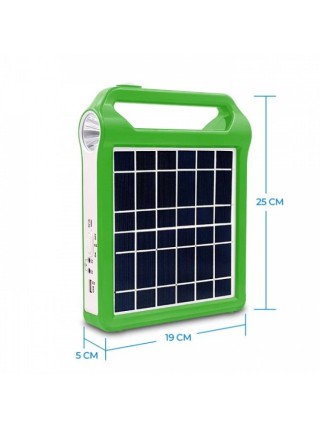 Портативний потужний ліхтар-Power Bank Solar 15 W із сонячною панеллю + світлодіодні лампочки 2 шт. Зелений