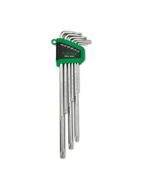 Набір ключів Г-подібних TOPTUL TORX T10-T50 9 од. супердовгих з отвором (GAAL0919) GSN-09ET