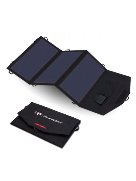 Зарядний пристрій на сонячних панелях Allpowers AP-SP18V21W для телефона/ноутбука Чорний (715739757)