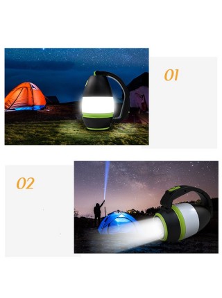 Лампа-ліхтар SUNROZ Camping LED Lamp для кемпінгу з повербанком УМБ 4 в 1 Чорно-Синій (SUN7322)