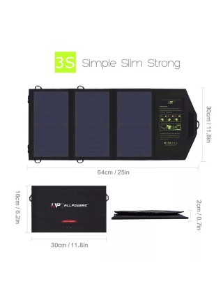 Зарядний пристрій на сонячних панелях Allpowers AP-SP 5V21W для телефона 2 USB-порти Allpowers (977371128)
