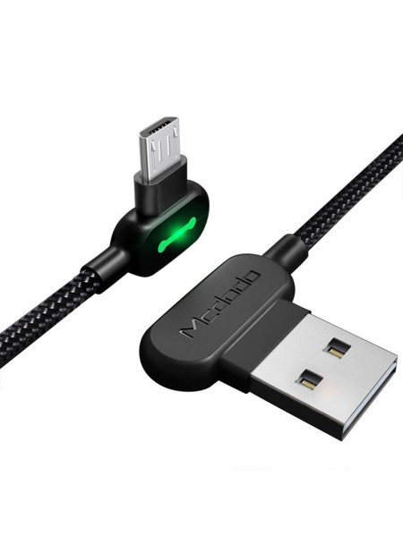 Кабель USB Micro USB Mcdodo з двостороннім USB роз'ємом LED-індикацією 1.2 м Чорний (10066)