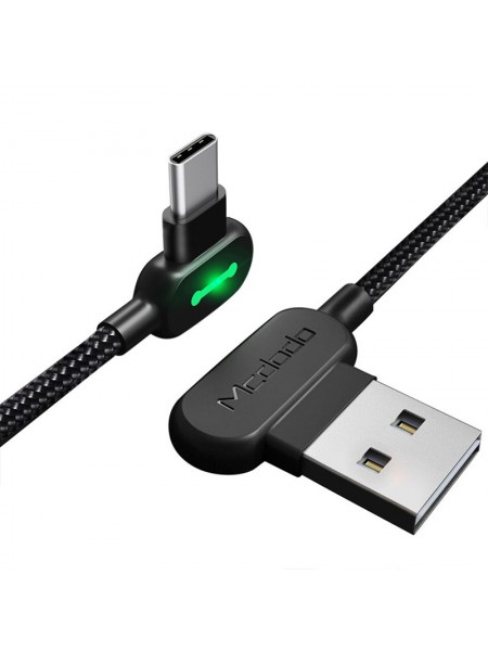 Кабель USB Type-C Mcdodo з двостороннім USB-роз'ємом LED індикацією для заряджання та передавання даних 3 м Чорний