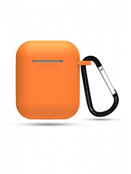 Силіконовий чохол для Airpods 1/2 ARM з карабіном захисний Orange (4652papaya)