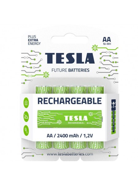 Батарейки акумуляторні TESLA AA GREEN+ RECHARGEABLE HR6 4 штуки (AA RECHARGEABLE+)