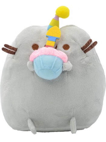 М'яка іграшка кіт зі святковим кексом у ковпачку VOLRO Pusheen cat Сірий (vol-647)