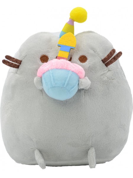 М'яка іграшка кіт зі святковим кексом у ковпачку VOLRO Pusheen cat Сірий (vol-647)