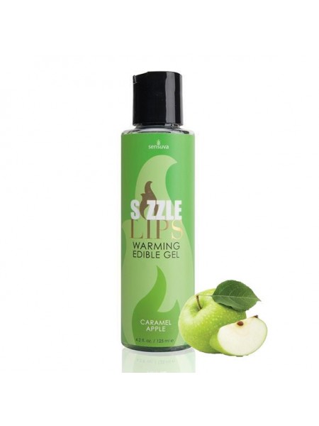 Зігрівальний масажний гель їстівний Sensuva — Sizzle Lips Caramel Apple яблуко 125 мл (SO3209)