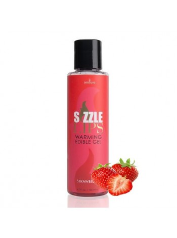 Зігрівальний масажний гель їстівний Sensuva — Sizzle Lips Strawberry полуниця 125 мл (SO3210)