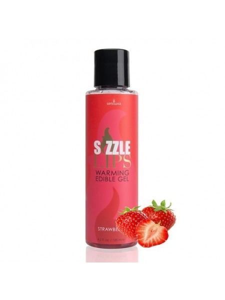 Зігрівальний масажний гель їстівний Sensuva — Sizzle Lips Strawberry полуниця 125 мл (SO3210)