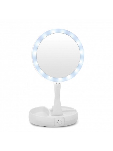 Косметичне дзеркало My Folday Mirror для макіяжу з Led-підсвіткою кругле настільне