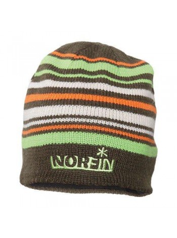 Шапка в'язана Norfin Frost BR (коричнева в смужку) р.XL