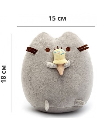 Набір М'яка іграшка кіт з морозивом Pusheen cat Сірий + подарунок (vol-1044)