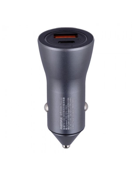 Автозарядний пристрій Remax RCC107 36w PD QC Сталевий