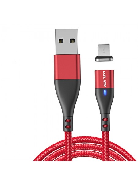 Магнітний кабель USLION Apple Lightning — USB 2 m Fast Charging US0159L Red