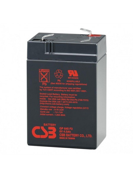 Акумуляторна батарея AGM CSB GP645 6 V 4.5 Ah