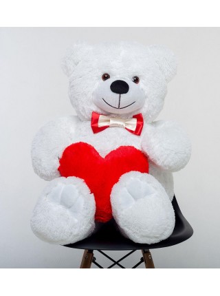 Плюшевий ведмедик із серцем Mister Medved Бірі 110 см Білий