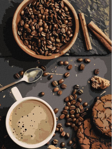 Картина за номерами "Ароматя кава" Ідейка KHO5644 30х40 см