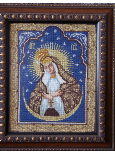 Ікона «Остробрамської» ручної роботи вишита хрестом