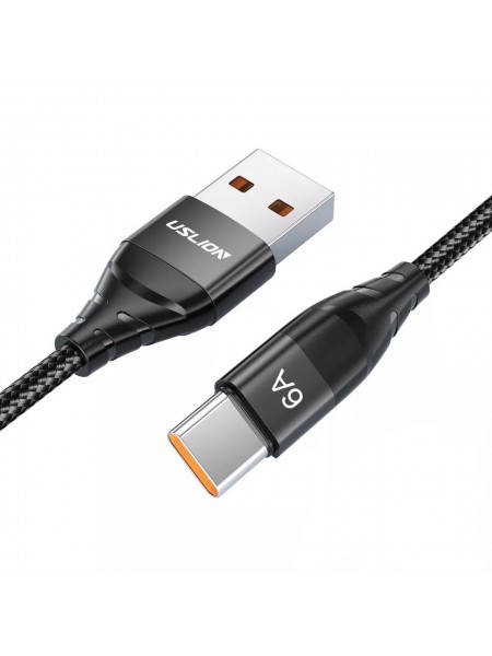 Кабель USLION US0171 USB for Type-C 1 м 6 A 66 Вт Fast Charging Black