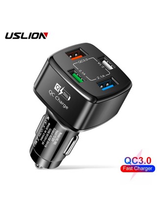 Автомобільний зарядний пристрій від прикурювача USLION UD7575 HC-365 4 USB QC 3.0 Quick Charge Black