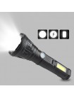 Ручний ліхтар світлодіодний Panther 500LM 3+1 режим 1+COB акумуляторне бічне світло Чорний