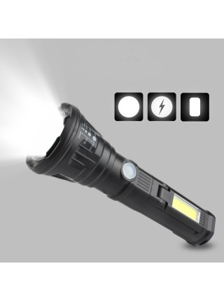 Ручний ліхтар світлодіодний Panther 500LM 3+1 режим 1+COB акумуляторне бічне світло Чорний