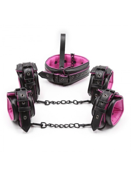 Набір для бондажу Vscnovelty чорно-рожевий Black and Fuchsia Bondage Kit 3 Pieces