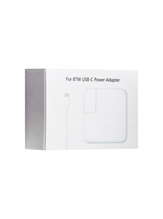 Мережевий зарядний пристрій для Macbook USB-C 87W +кабель Type-C 3A White